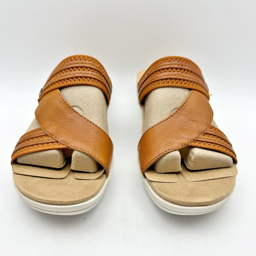 Halsa Footwear Womens Desiree Sandals Size 6 M EU 36 Tan Leather Slides NIB