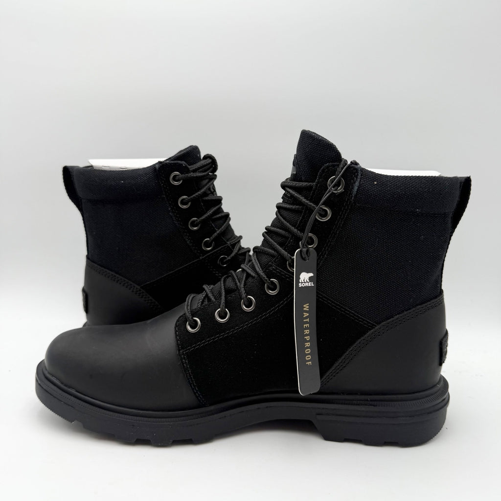 SOREL Mens Carson Six Ankle Boot US 8 EU 41 Black Leather Waterproof NIB