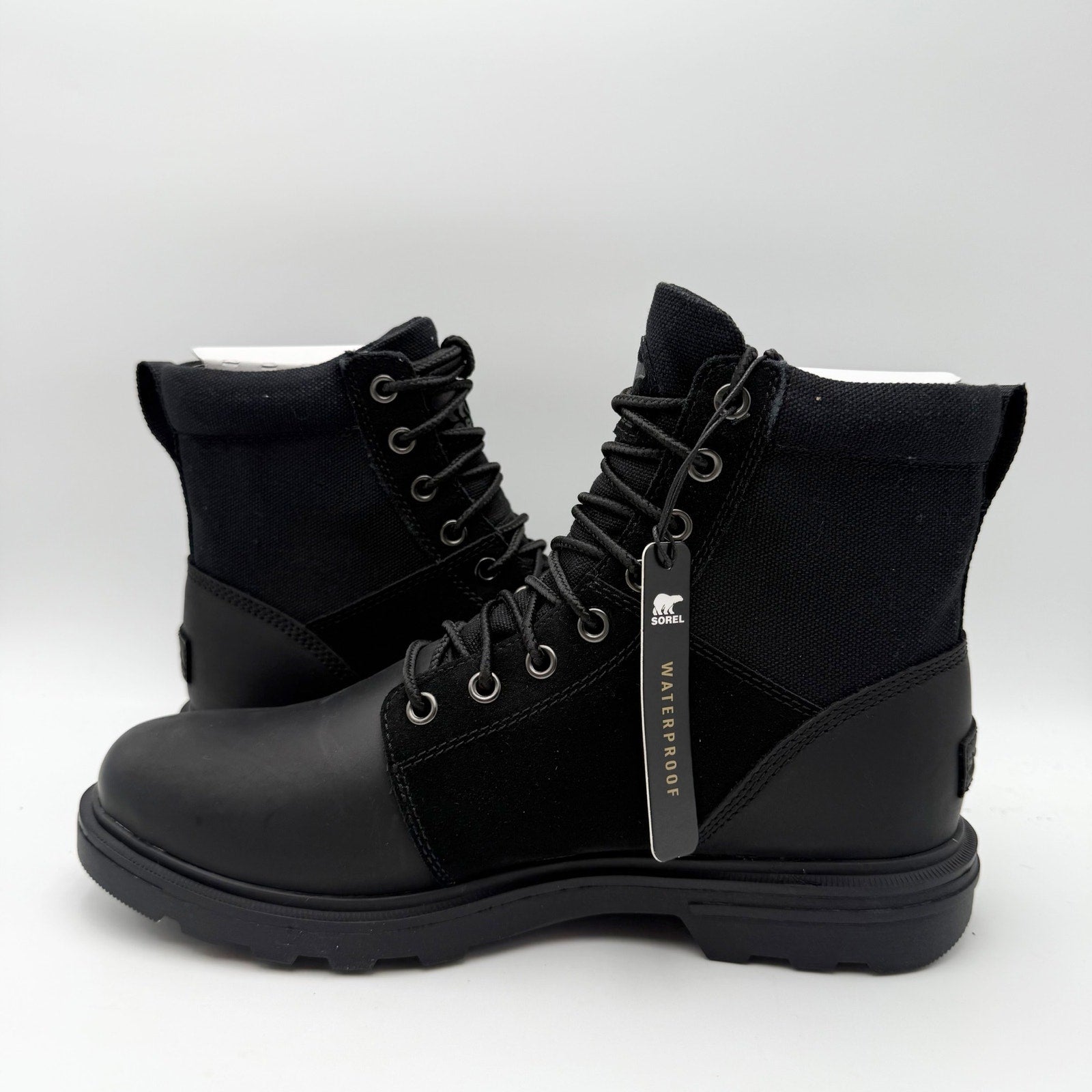 SOREL Mens Carson Six Ankle Boot US 8 EU 41 Black Leather Waterproof NIB