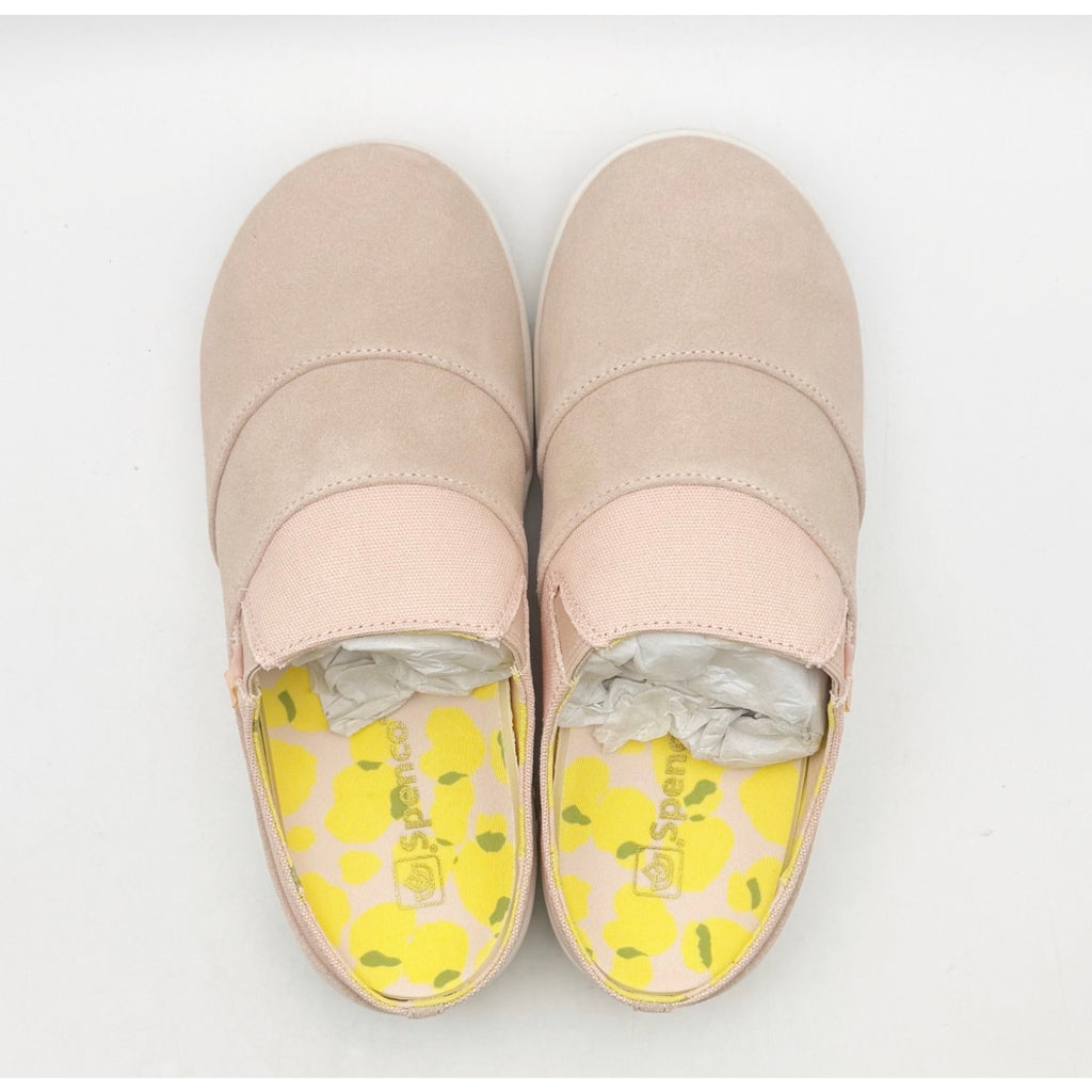 SPENCO Womens Siesta Bokeh Layered Clogs 5.5 WIDE Blush Pink Suede Lemons NIB