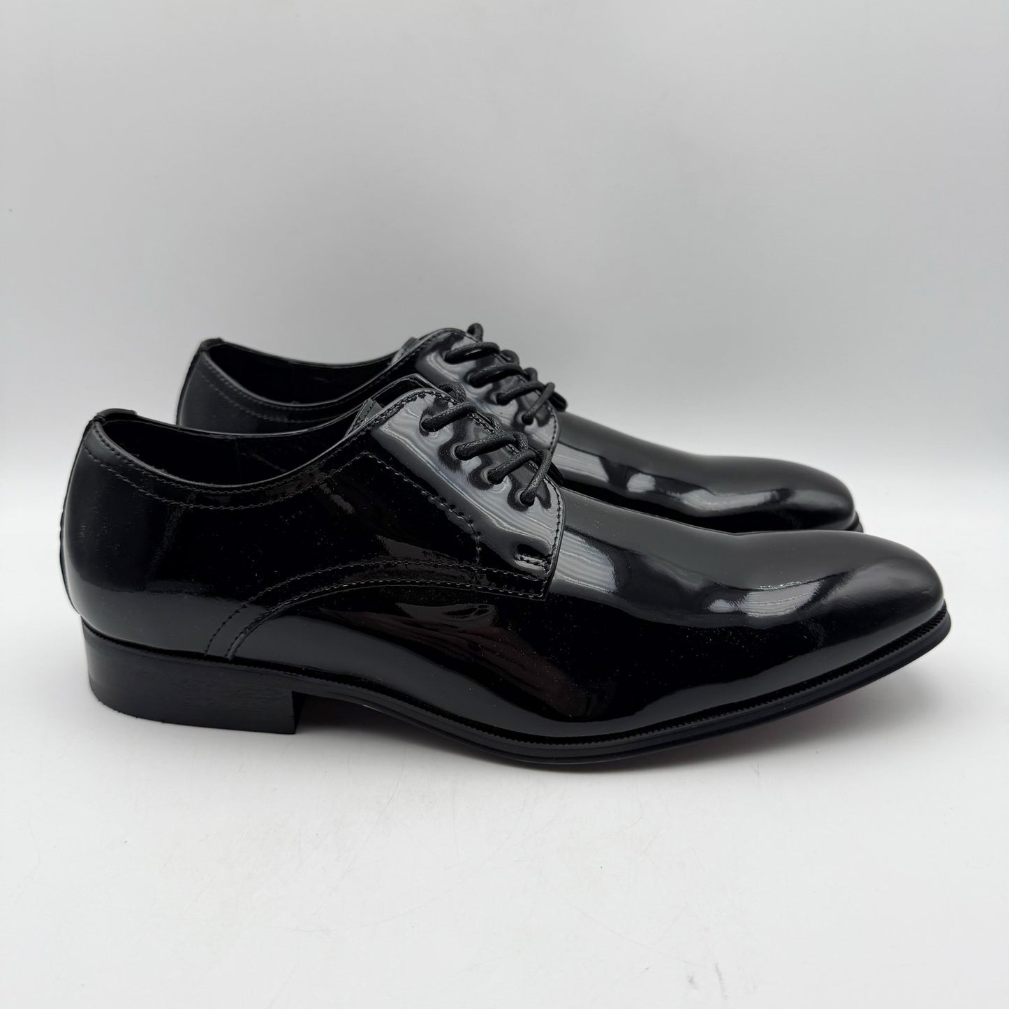 Florsheim Mens Tux Plain Toe Oxford Dress Shoes 9 Wide Black Patent Leather NIB