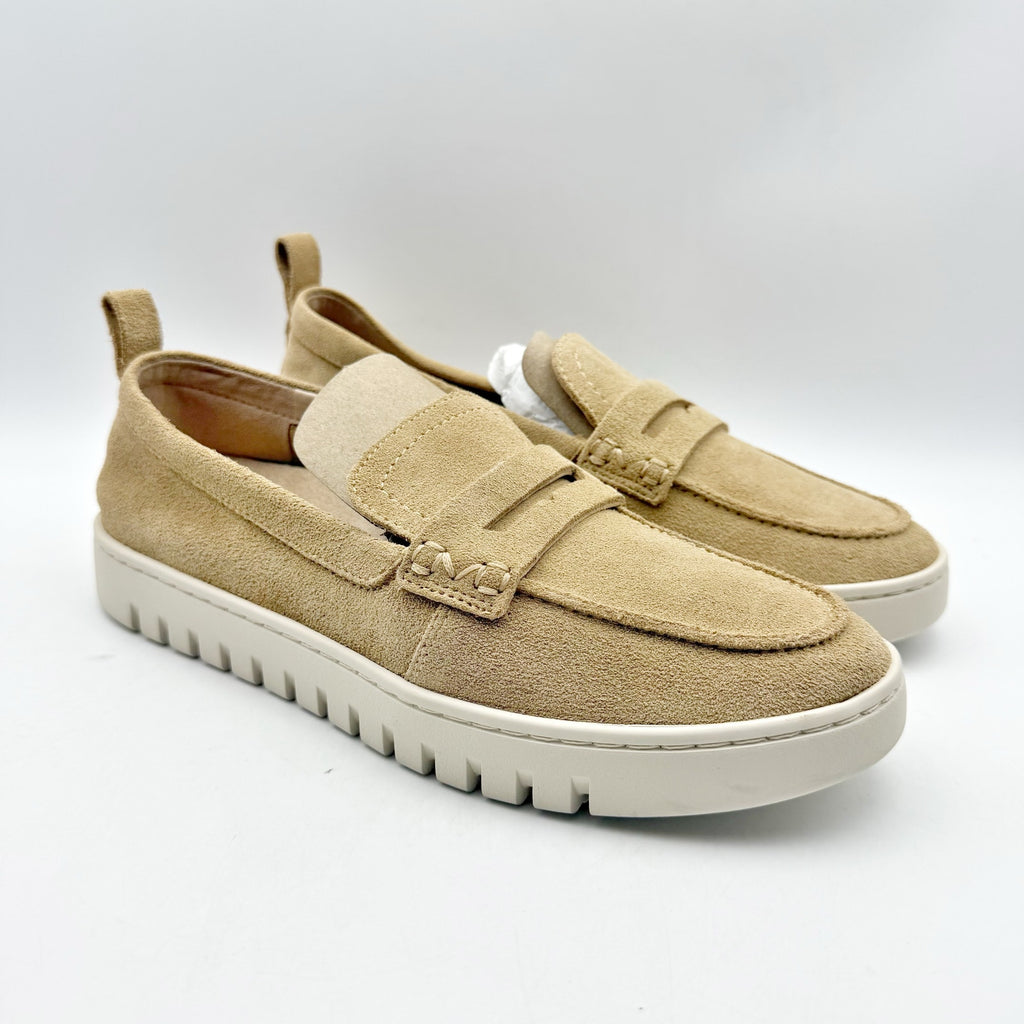 VIONIC Womens Uptown Loafers Size 7 Wide Sand Tan Suede Slip On NIB