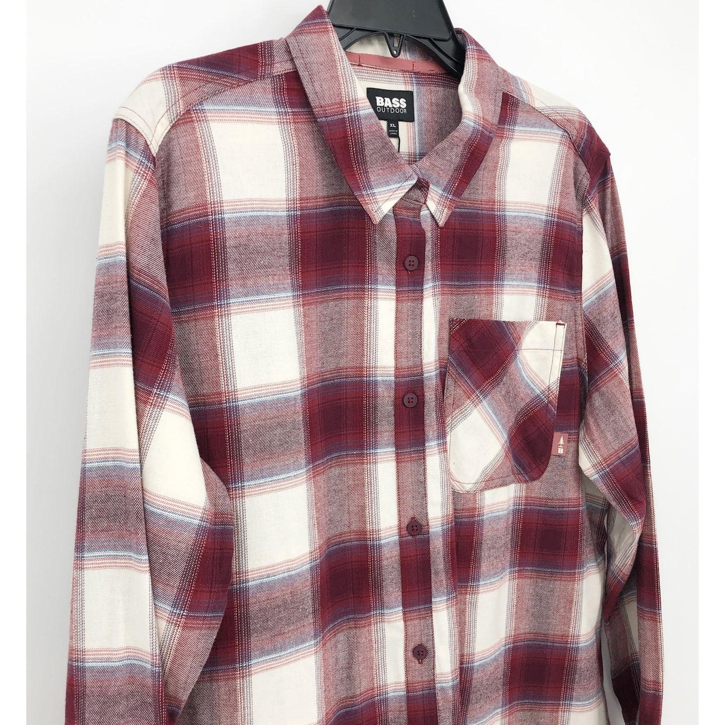 BASS OUTDOOR Men's Expedition Stretch Flannel Shirt XL Red White Plaid NWT