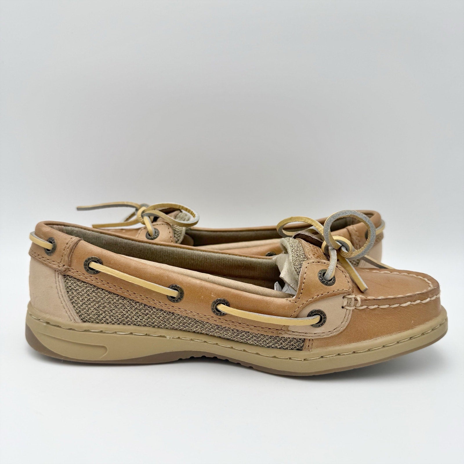 Sperry Womens Angelfish Boat Shoes Size 5.5 M Cognac Brown Leather NIB