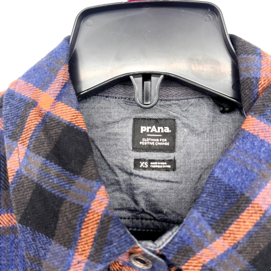 PRANA Women's Golden Canyon Flannel Shirt XS Rich Sapphire Blue Plaid NWT