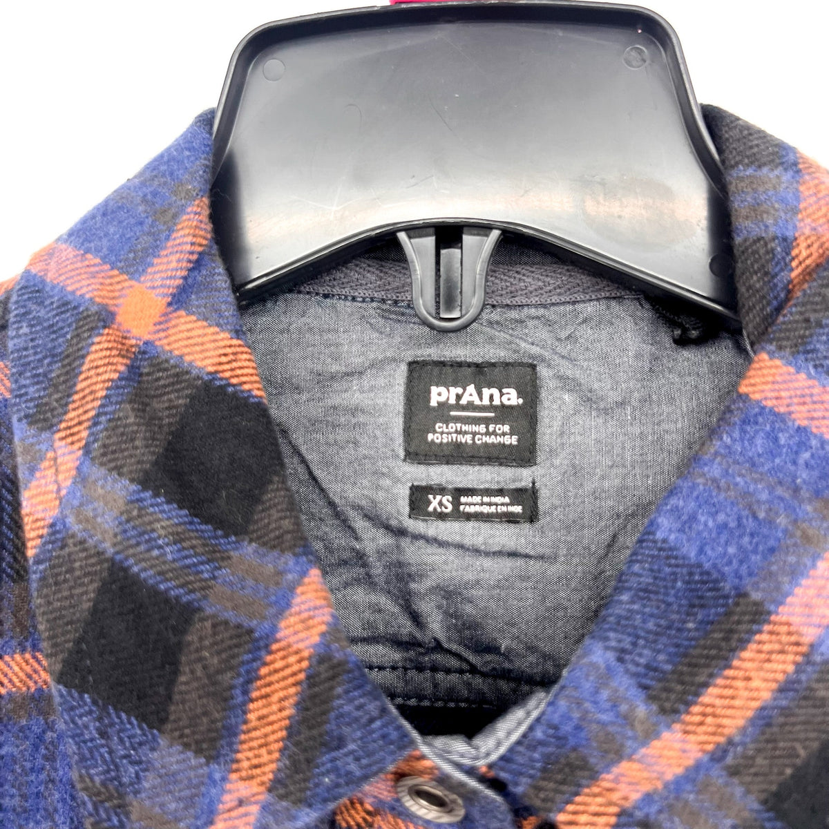 PRANA Women's Golden Canyon Flannel Shirt XS Rich Sapphire Blue Plaid NWT