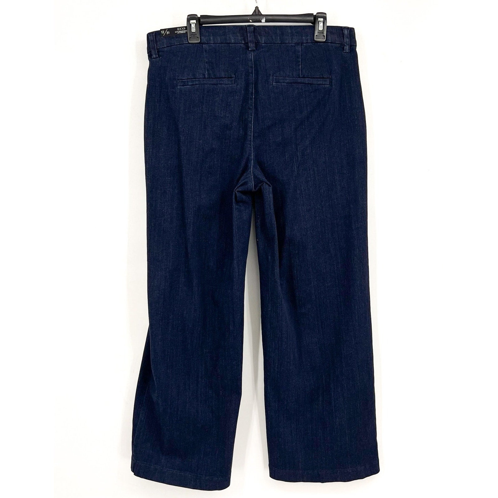 LIVERPOOL Womens Kelsey Wide Leg Trouser Jeans Size 12 Dark Blue Indigo NWT