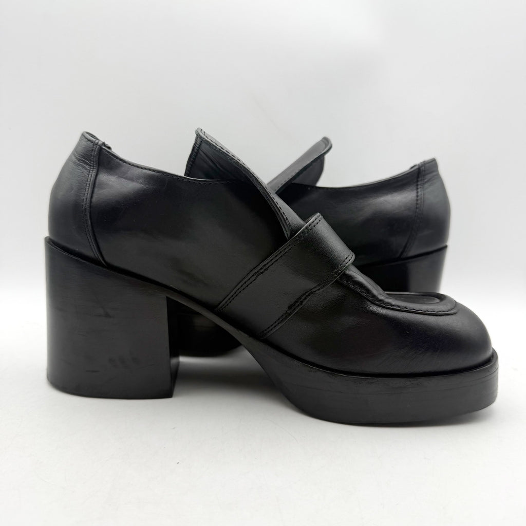 RE/DONE Womens Big Buckle Pumps EU 40 US 10 Black Leather Loafers EUC