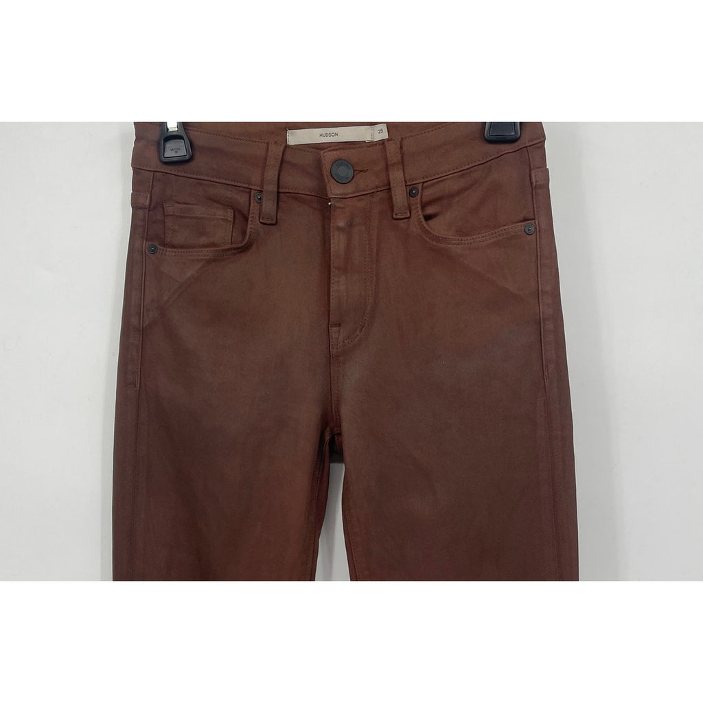 Hudson Womens Nico Straight Ankle Jean Size 25 US 0 Brown Coated Mid-Rise NWOT
