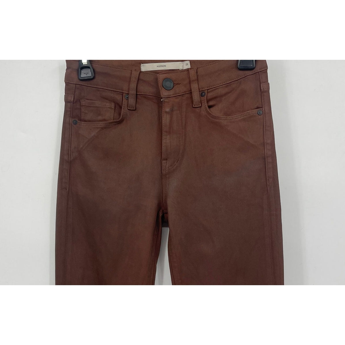Hudson Womens Nico Straight Ankle Jean Size 25 US 0 Brown Coated Mid-Rise NWOT