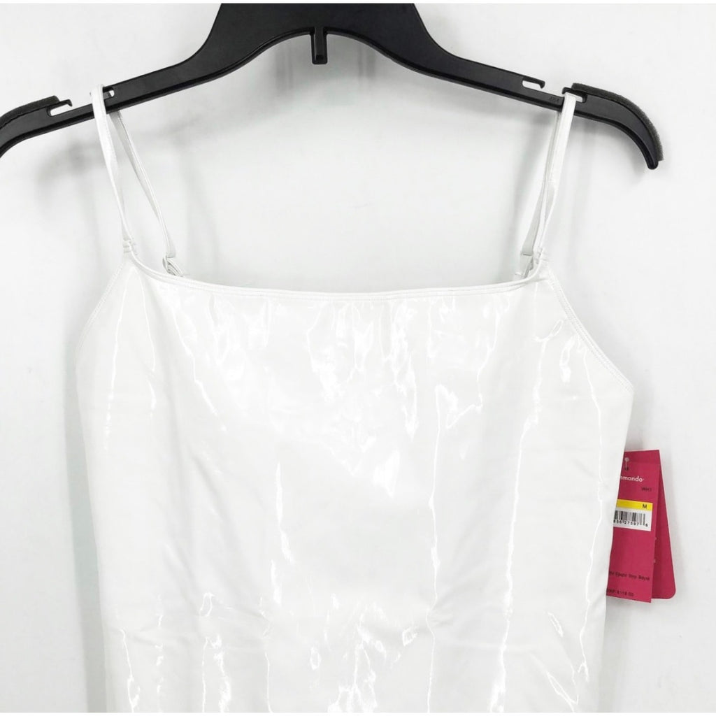 COMMANDO Women's Faux Patent Leather Cami Bodysuit XS White NWT BDS310