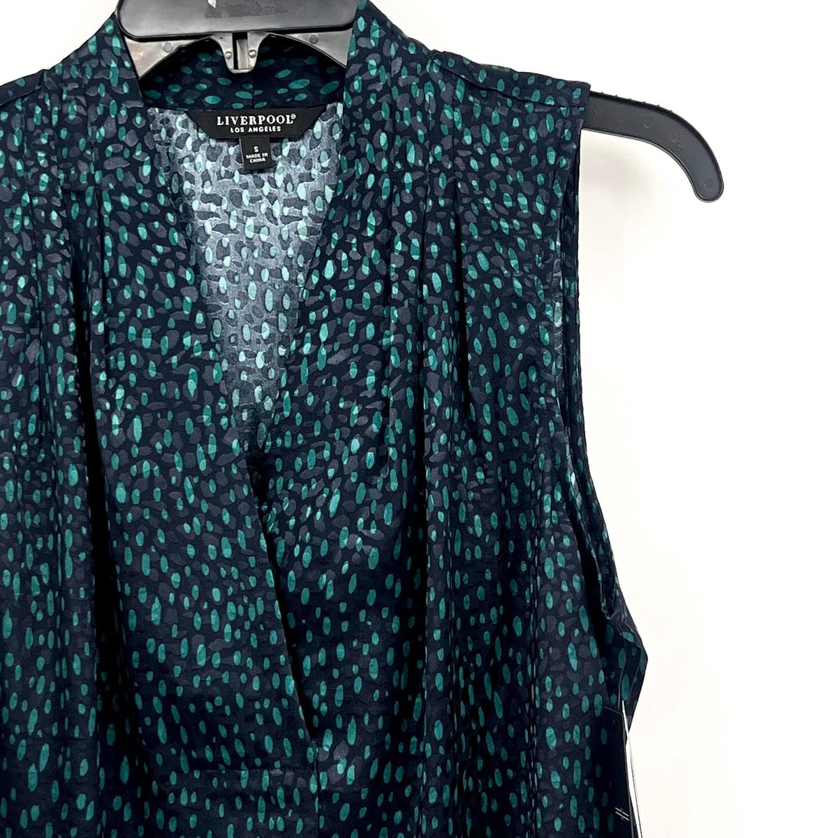 LIVERPOOL Women's Sleeveless Popover Blouse Small Blue Green Print NWT