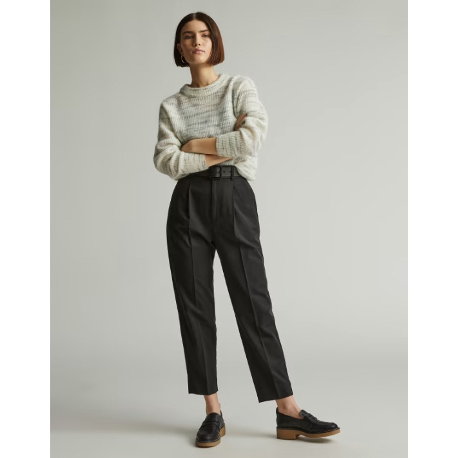 EVERLANE Women's The Way High Draper Tapered Pants Size 2 Black Tencel NWT