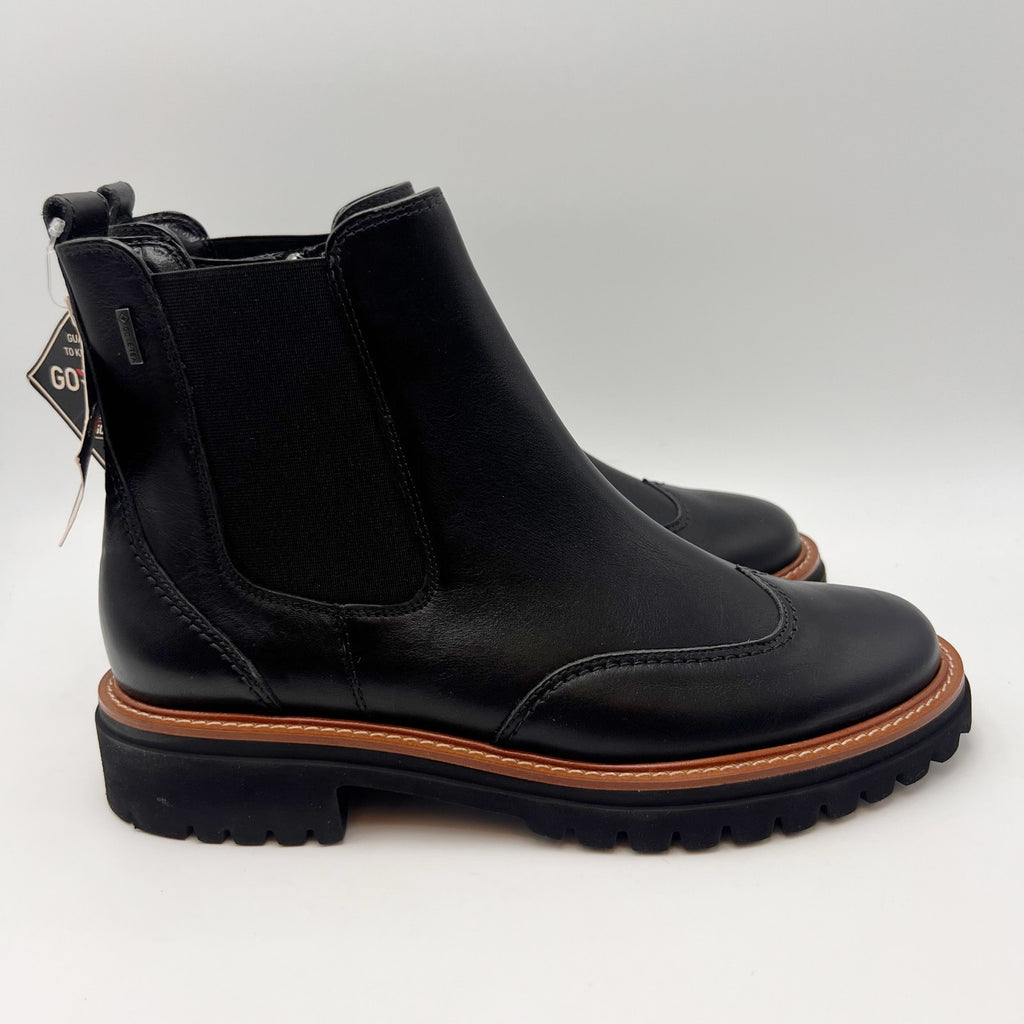Paul Green Womens Watson Chelsea Ankle Boot US 8.5 Black Leather Waterproof NWT