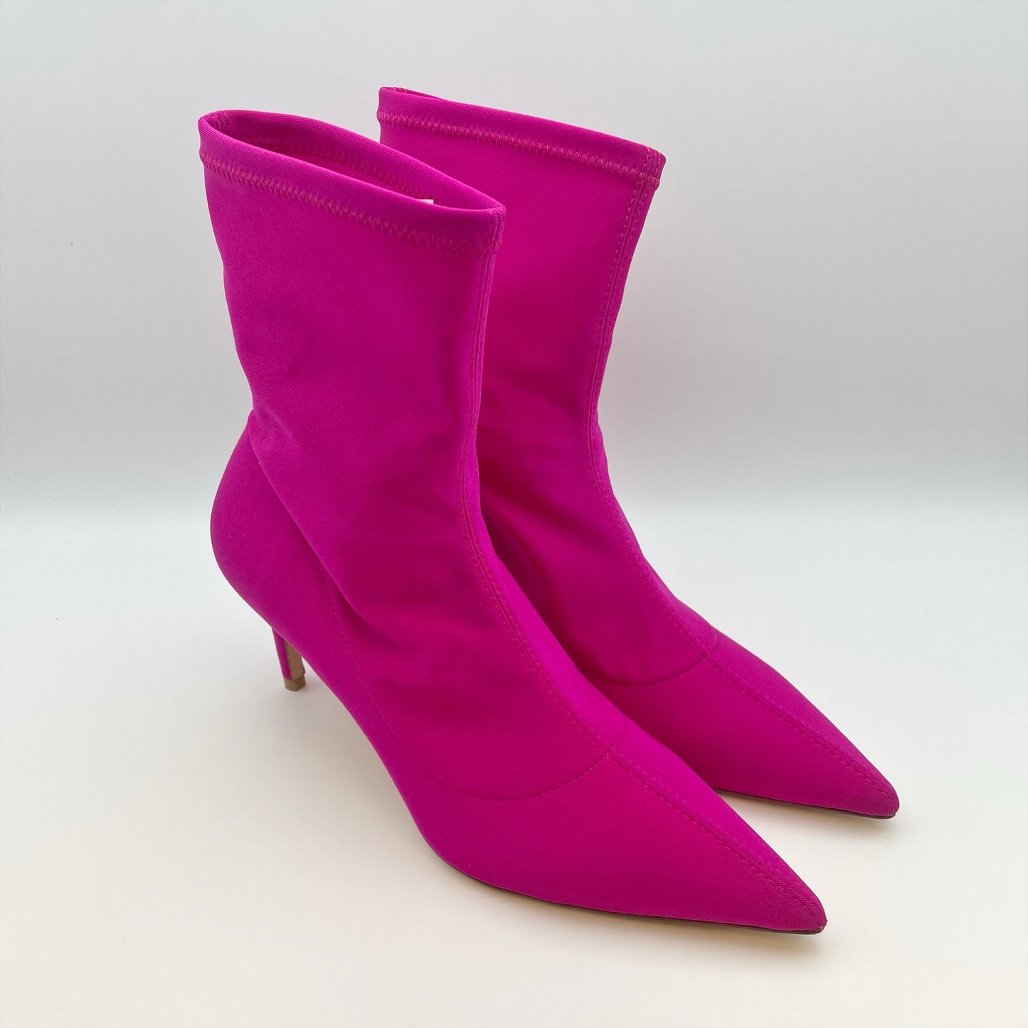 Stuart Weitzman Womens Stuart 75 Stretch Bootie US 7.5 Pink Magenta Suede EUC