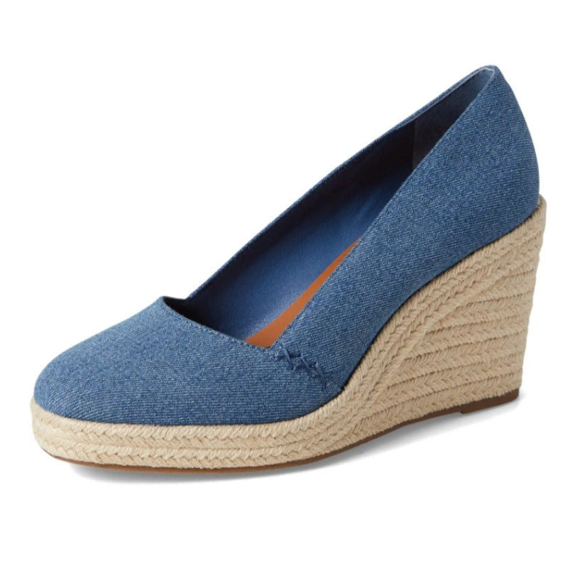Lucky Brand Womens Imula Espadrille Wedge Heels Size 8.5 Blue Canvas NIB