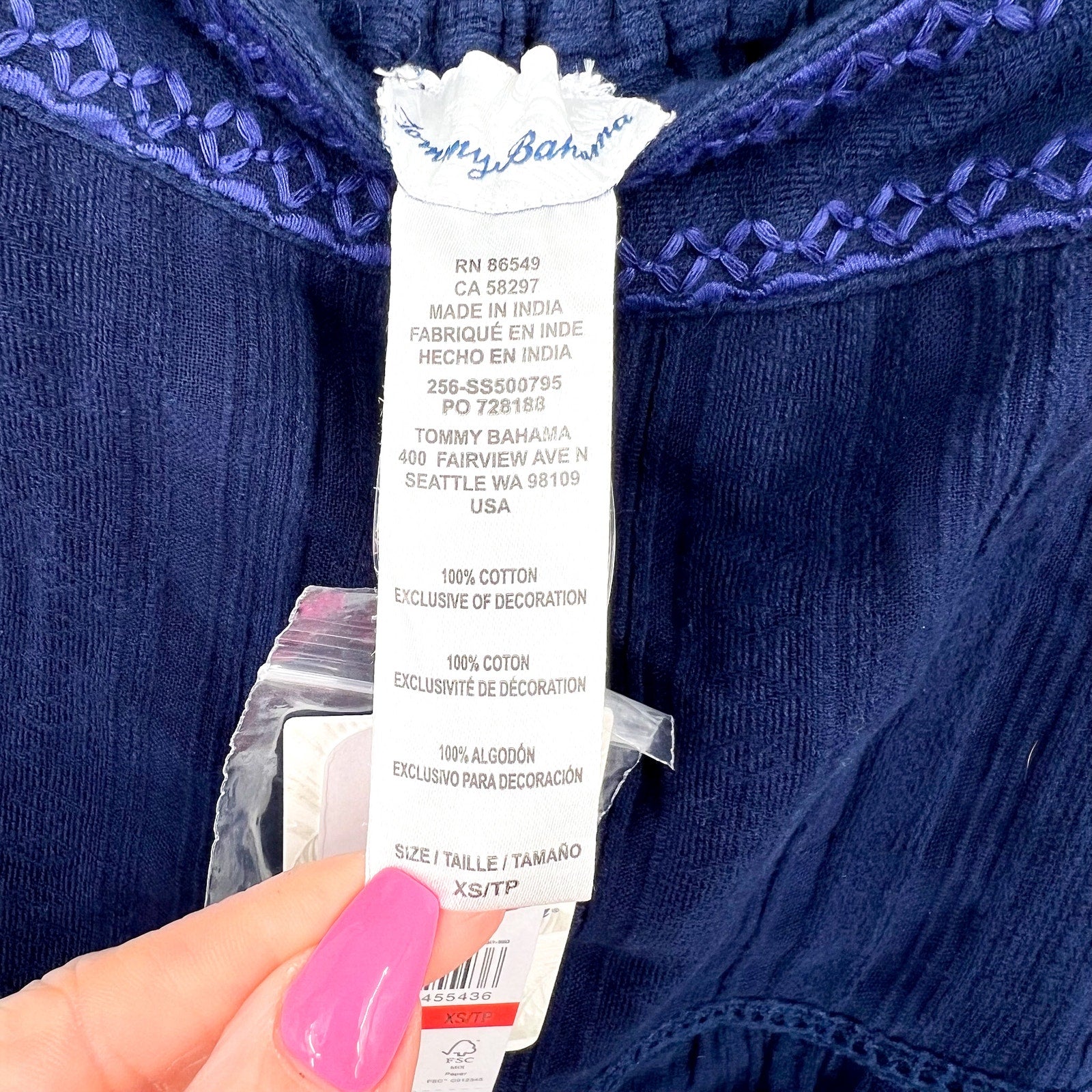 TOMMY BAHAMA Women's Mykonos Sundress XS Mare Navy Blue Cover Up NWT