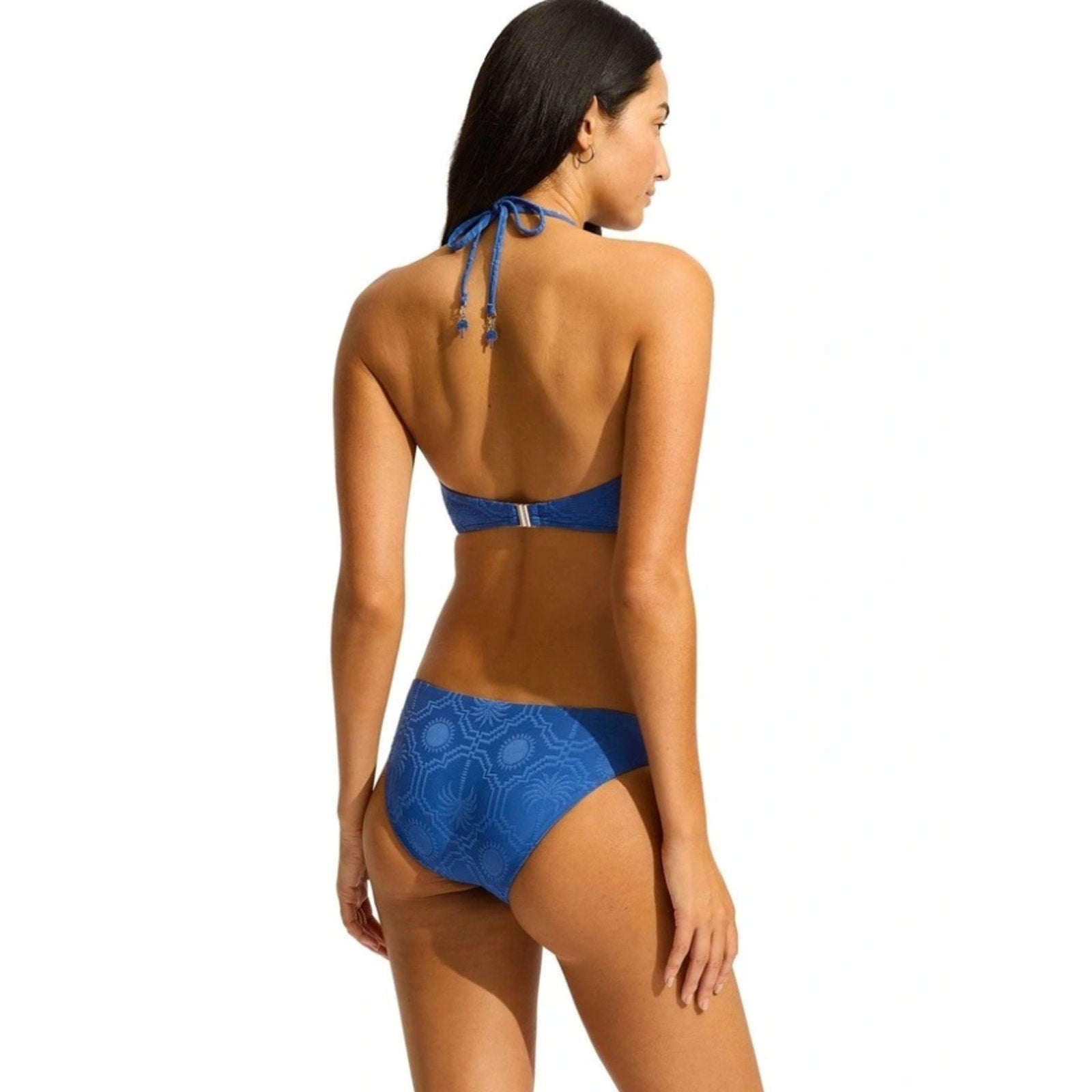 SEAFOLLY Womens Oasis Hipster Bikini Bottom Size 6 Blue Ultramarine Texture NWT