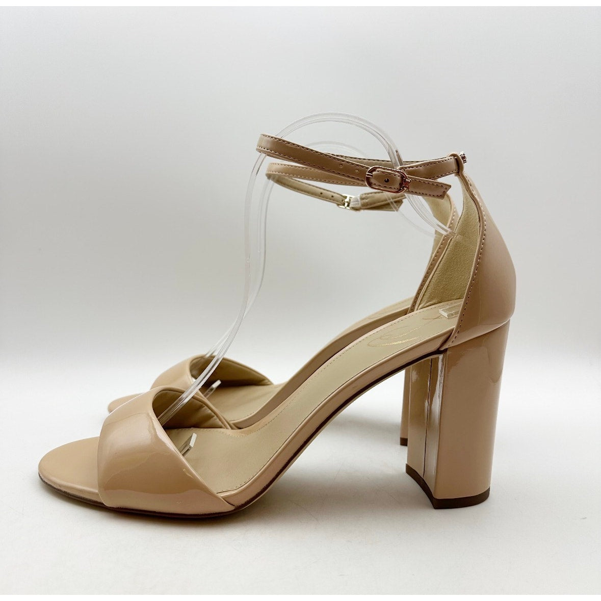 Sam Edelman Womens Robyn Heels Size 11 M Beige Patent Leather Ankle Strap NWOB