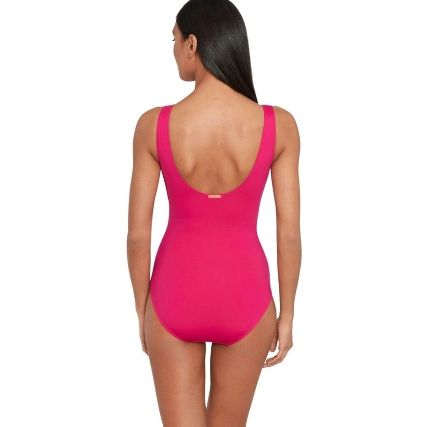 LAUREN RALPH LAUREN Ruffle One Piece Swimsuit Size 4 Orchid Pink Beach Club NWT