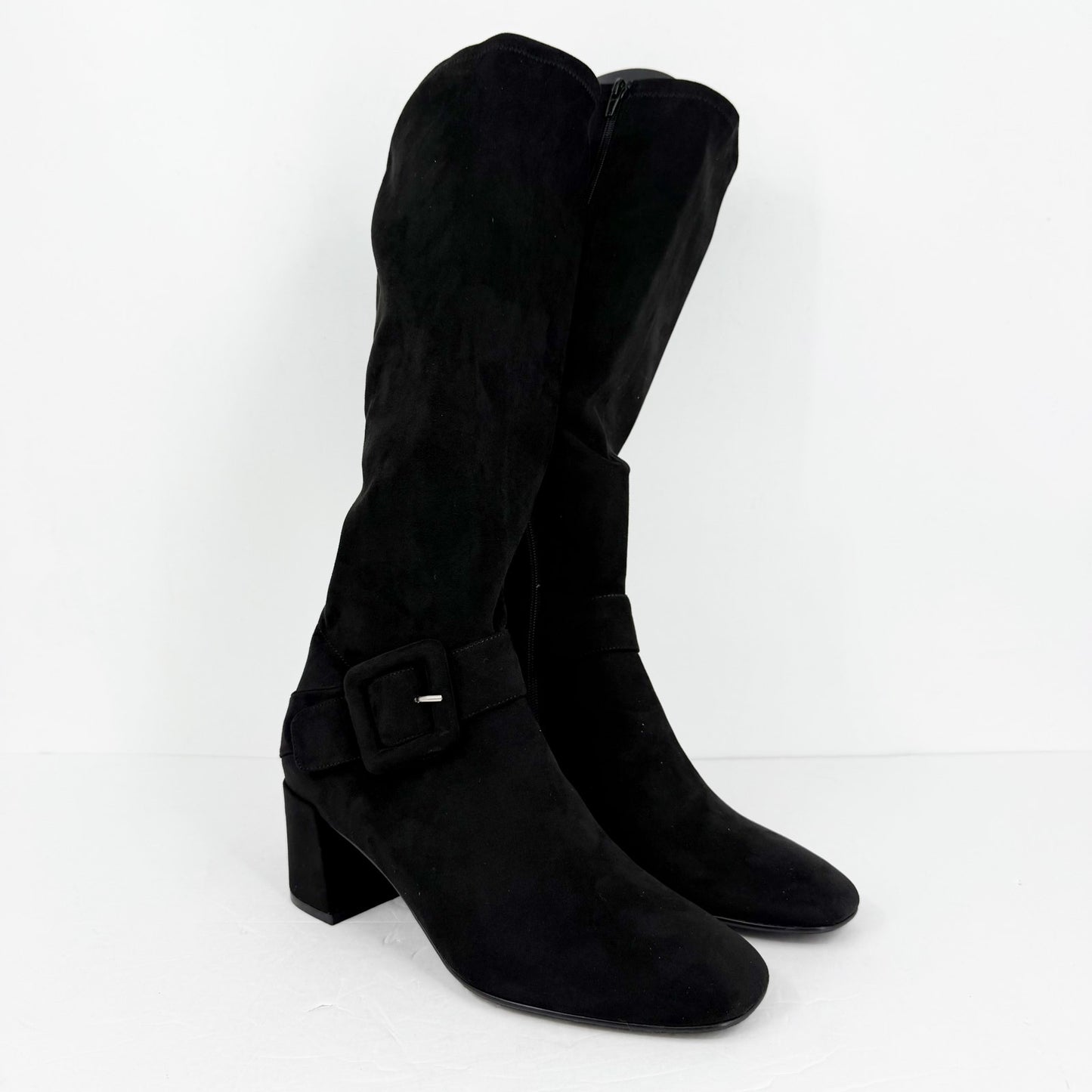 Vaneli Womens Sorina Tall Boots Size 11M Black Suede Slip On Flared Heel NIB