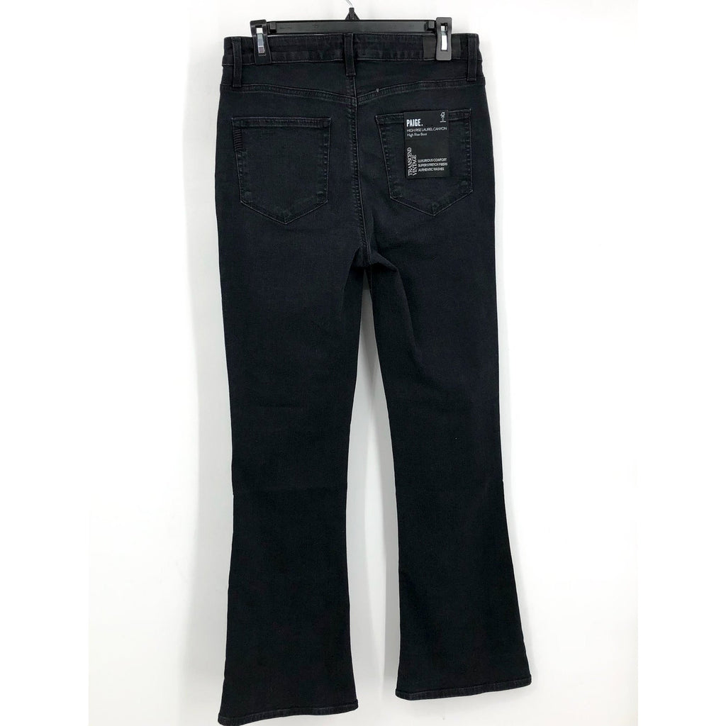 PAIGE Women's High Rise Laurel Canyon Flare Jean Size 30 US 10 Black Willow NWT