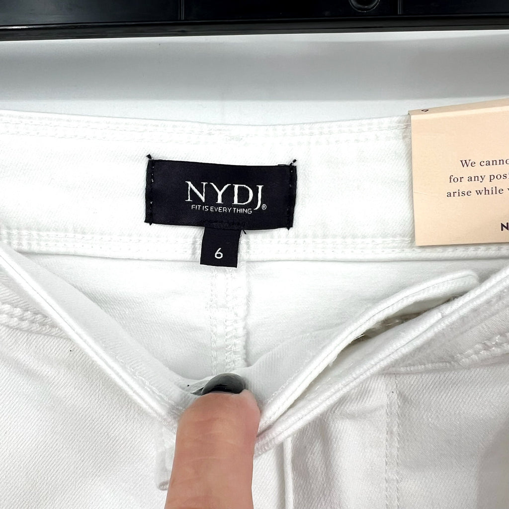 NYDJ Women's Mona Wide Leg Trouser Ankle Jeans Size 6 Optic White Denim NWT