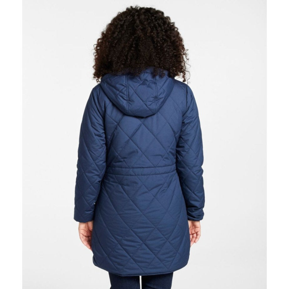 L.L BEAN Womens Bean's Cozy Quilted Coat Medium Petite Blue Mid-Length NWOT