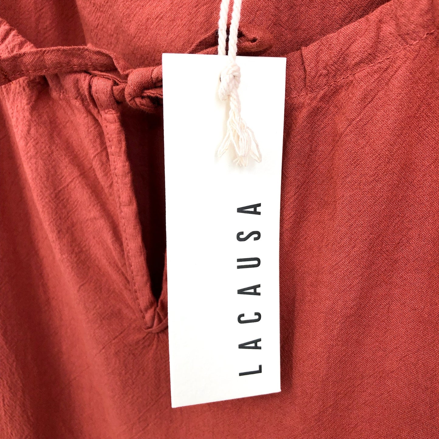 LACAUSA Women's Tate Tiered Midi Dress XL Rustic Orange