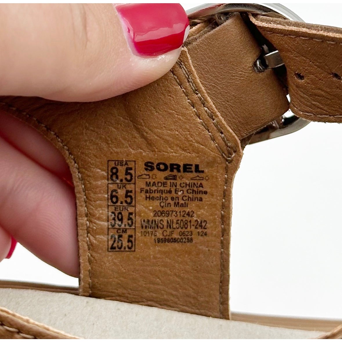 SOREL Womens Dayspring Platform Sandals Size 8.5 EU 39.5 Brown Leather NWOB