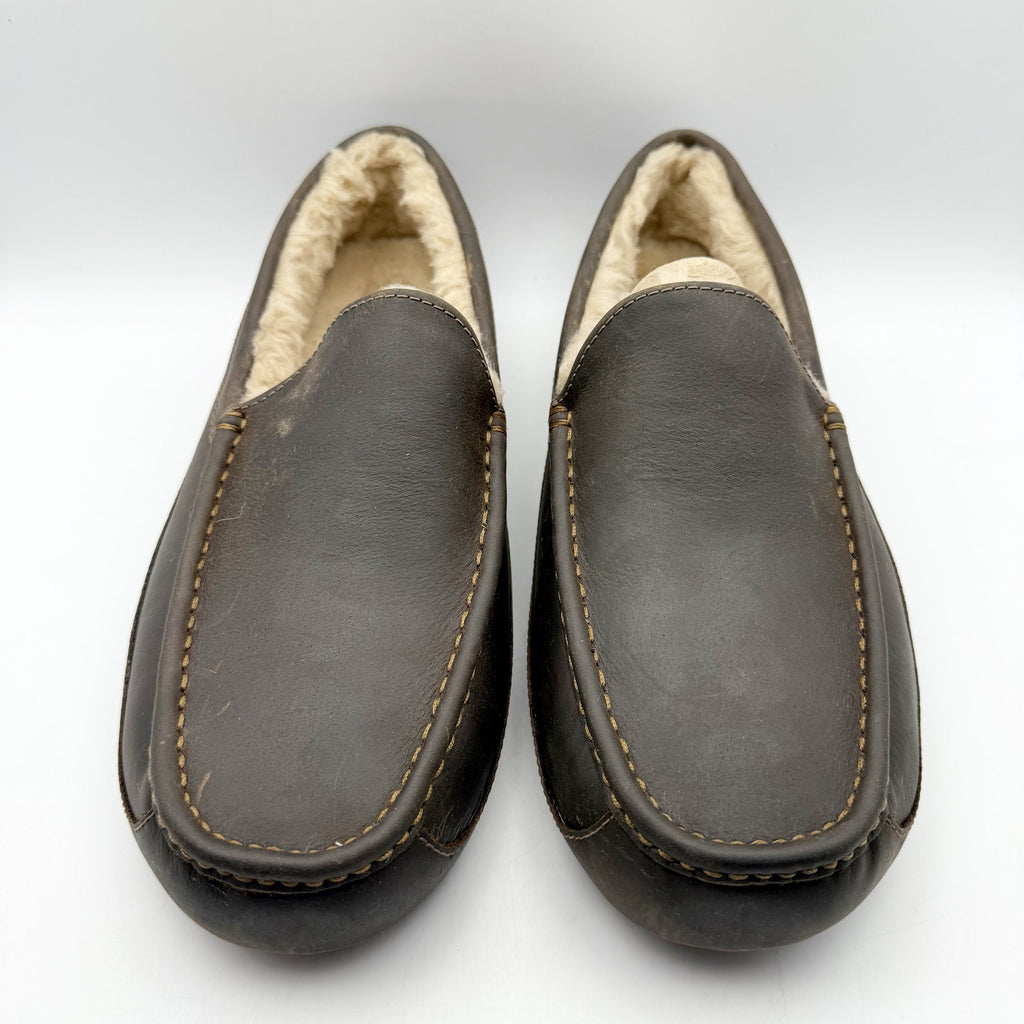 UGG Mens Ascot Matte Slippers US 8 EU 41 Brown Leather NIB