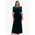XSCAPE Women's Renee 3/4 Sleeve Velvet Floor Length Dress 20W Plus Hunter NWT