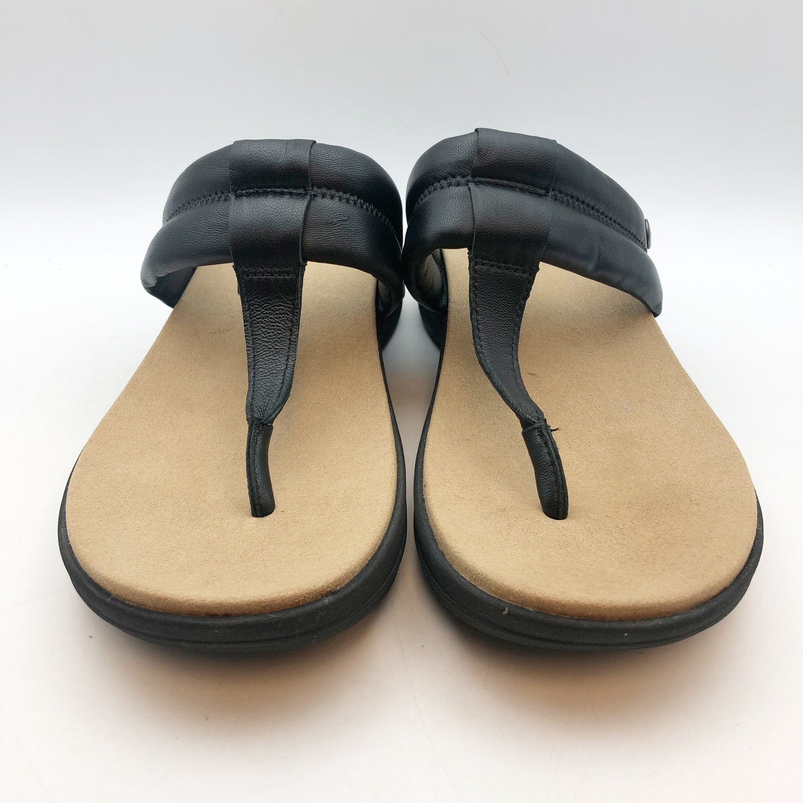 Kuru Womens CODA SUVI Flip Flop Sandals Size 11 Jet Black Leather NIB