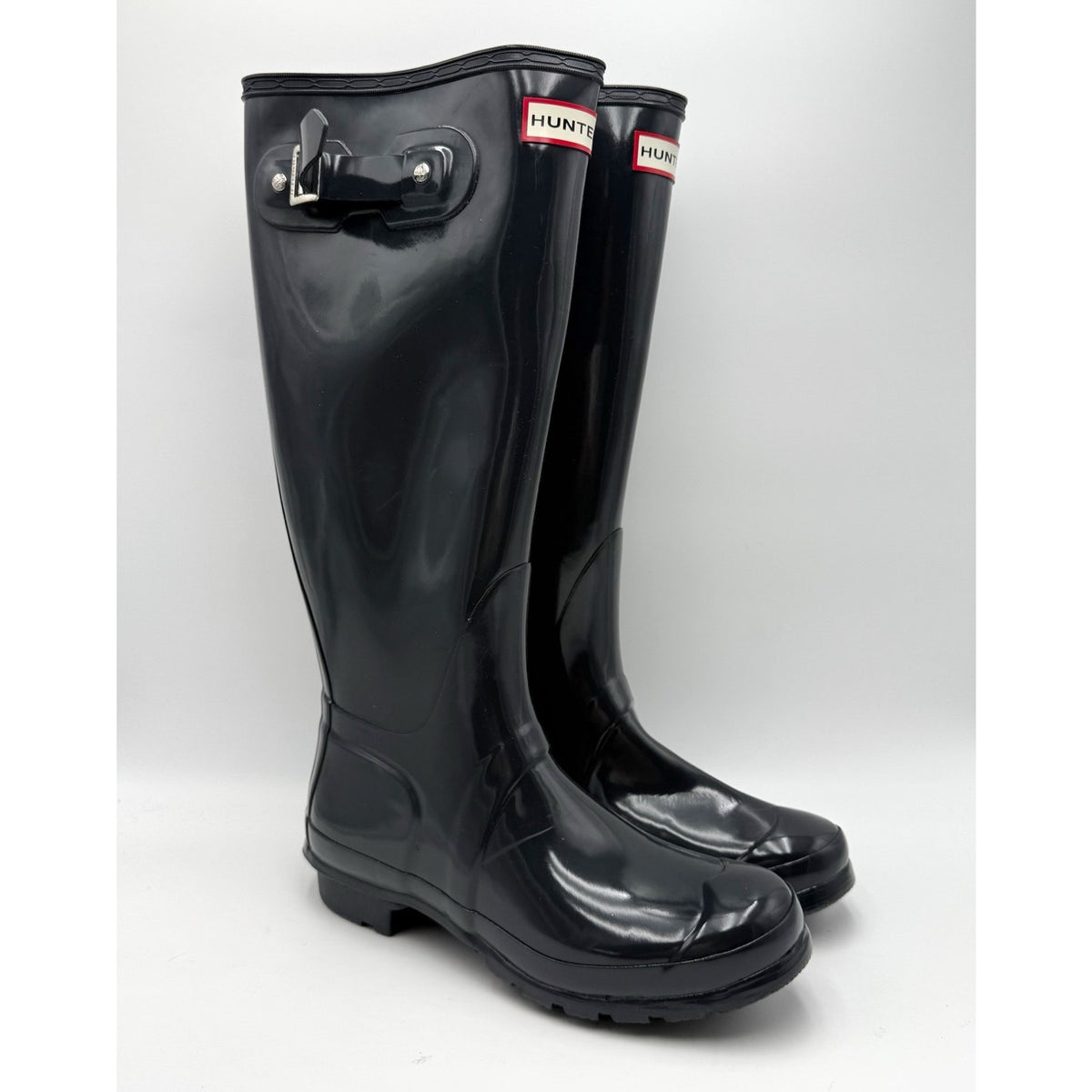 Hunter Womens Original Tall Gloss Rain Boots US 7 EU 38 Black Waterproof NWOB