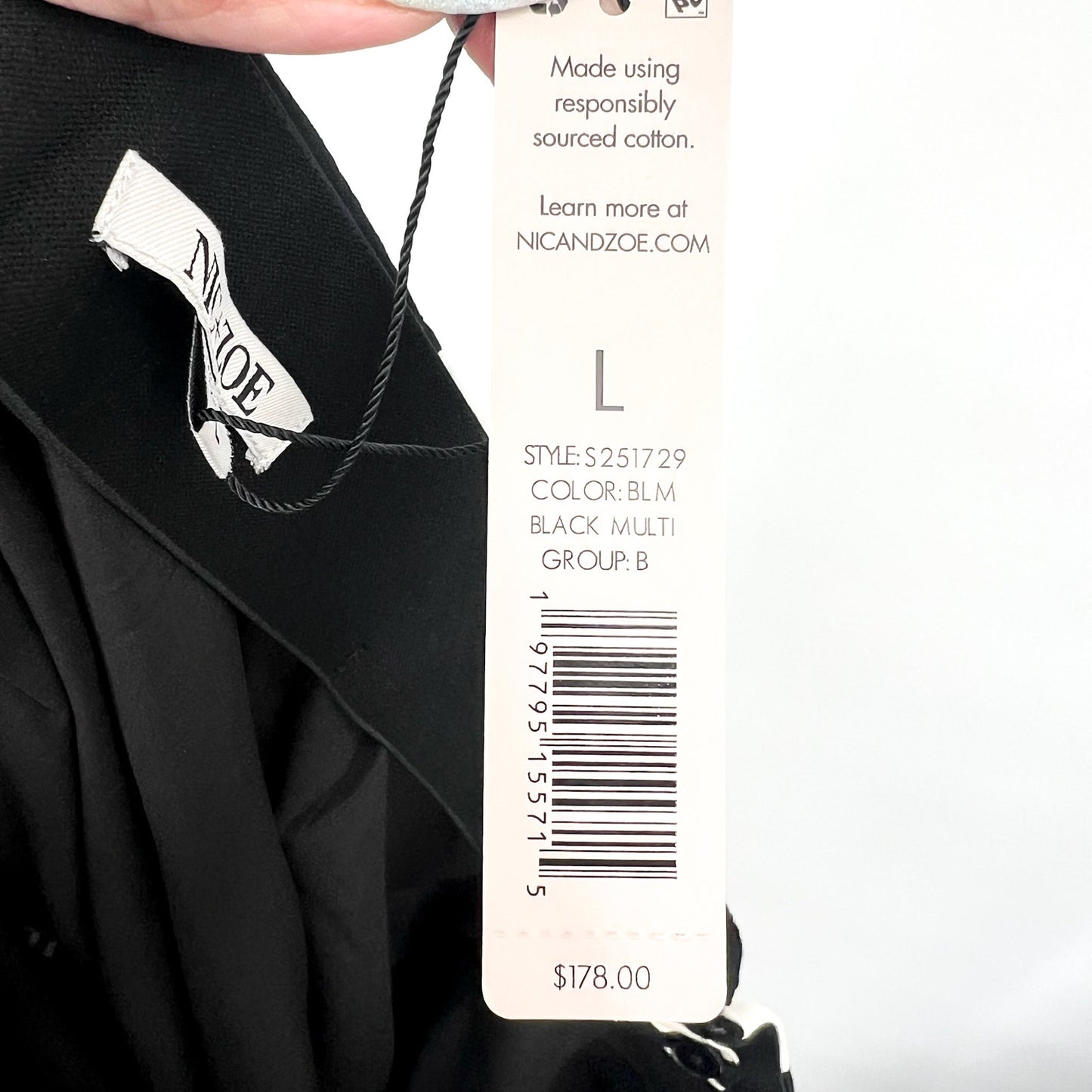 NIC + ZOE Evening Petal Bubble Midi Skirt Large Black White Floral Print NWT