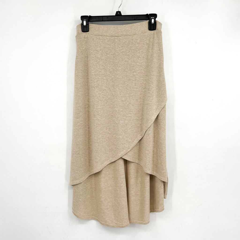 PRANA Women's Tidal Wave Midi Skirt Small Sand Beige High Low Knit NWT