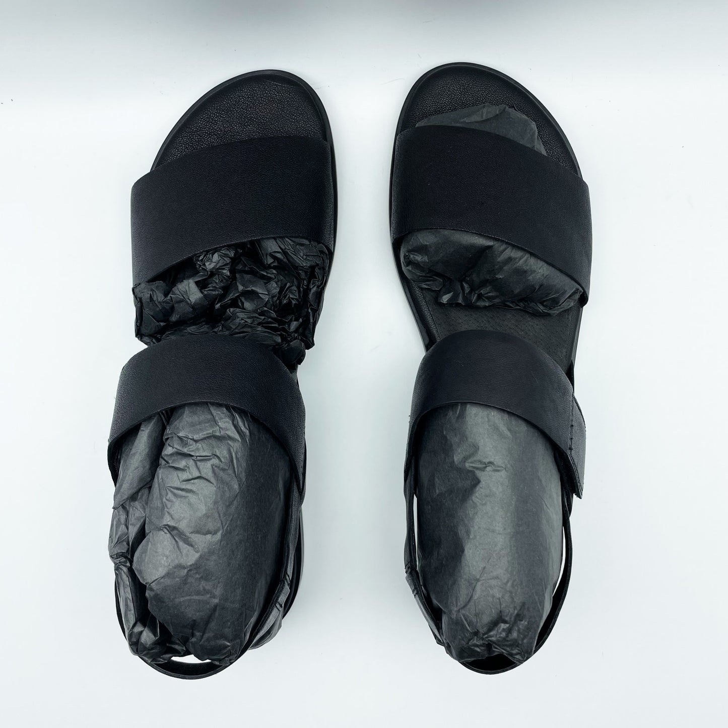 Eileen Fisher Womens Kanza Sandal US 11 Black Tumbled Leather Double Strap NWOB