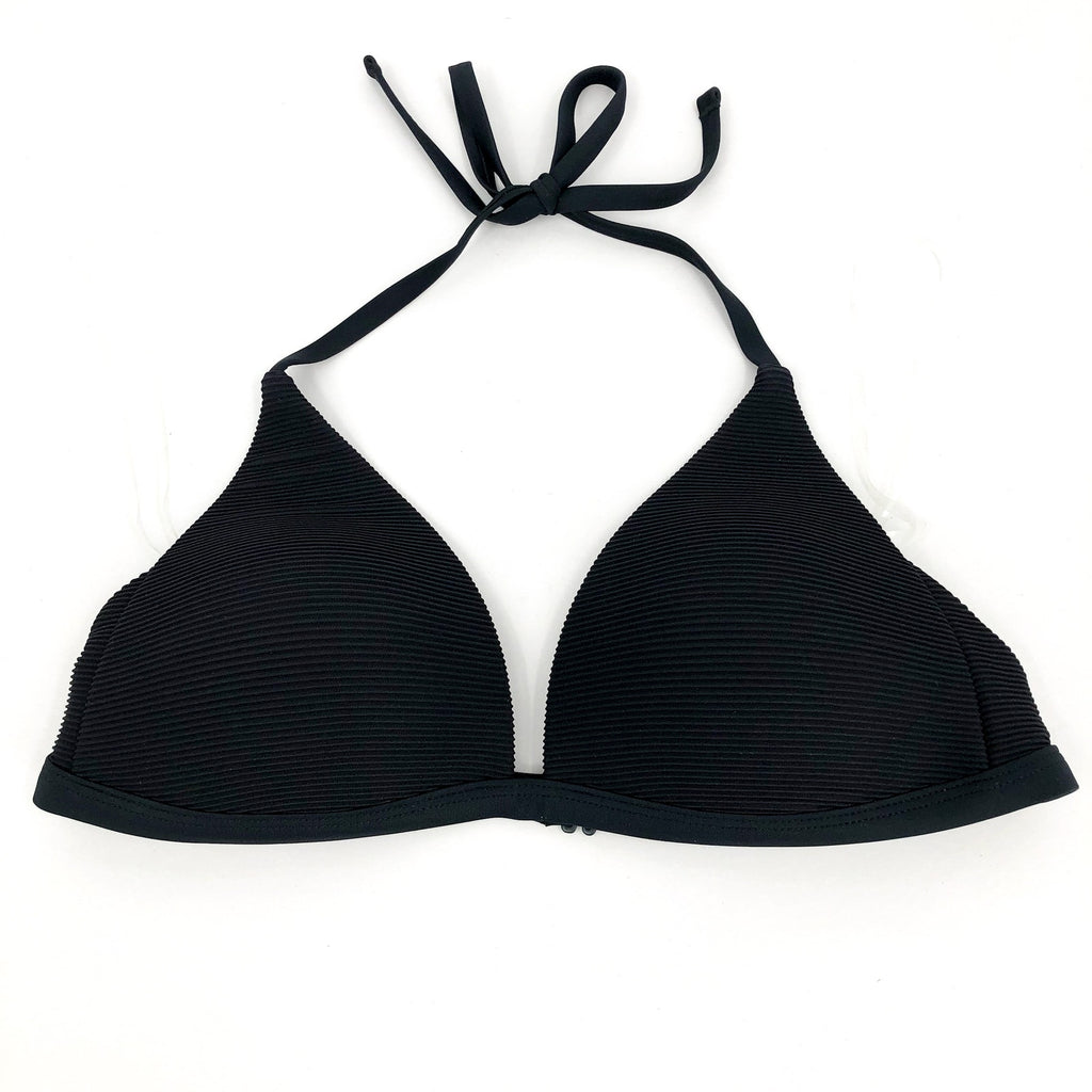 PRANA Women's Lexie Halter Bikini Top Medium Black Ottoman UPF 50+ NWT