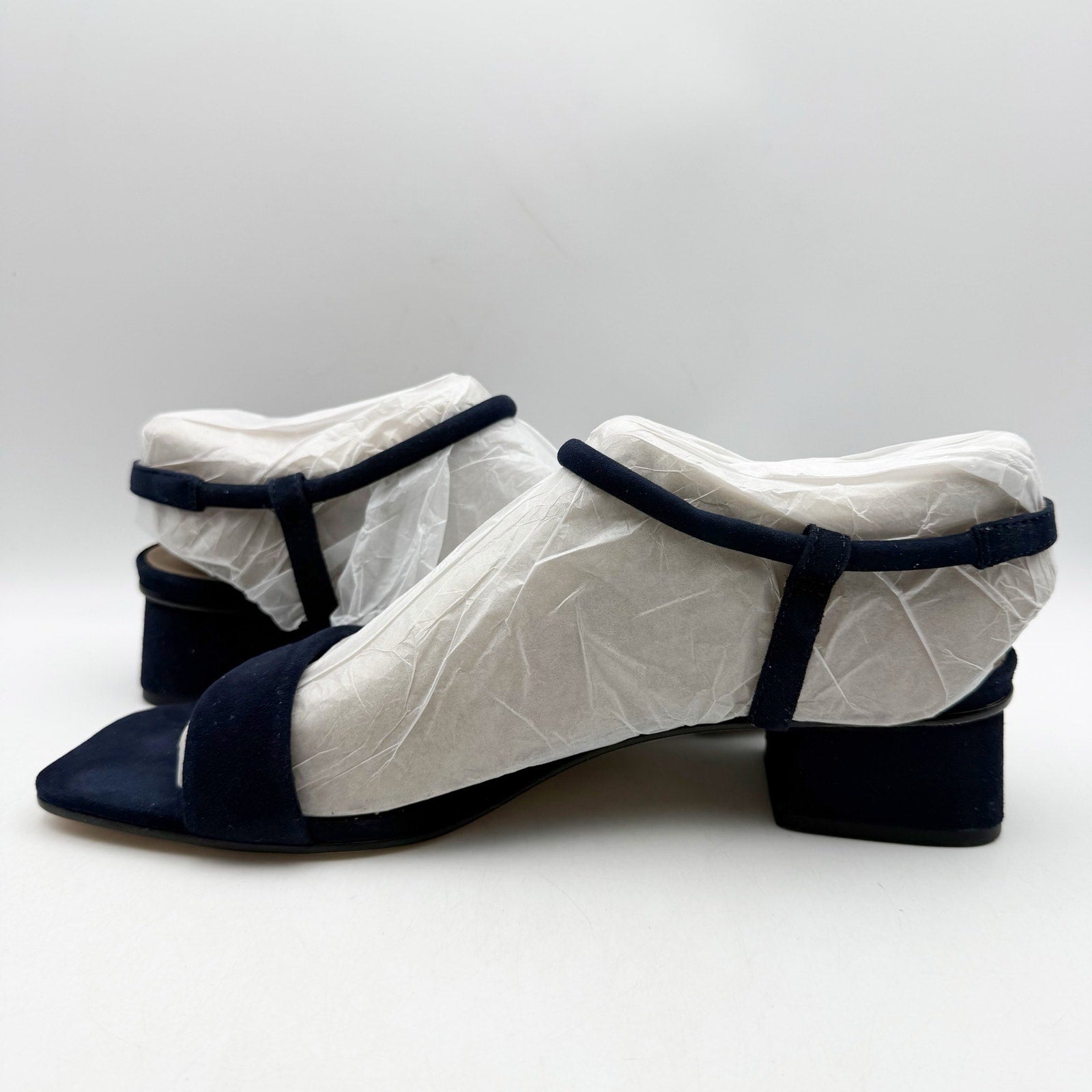 Bernardo Womens Josei Heeled Sandal US 11 Navy Blue Suede Leather NIB