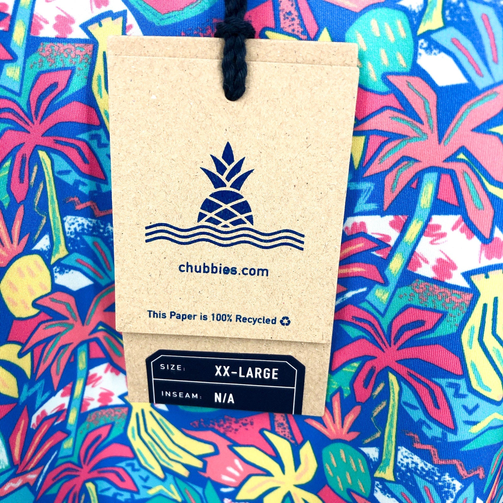 CHUBBIES Mens Performance Polo Shirt XXL Blue Tropical Bunch Short Sleeve NWT