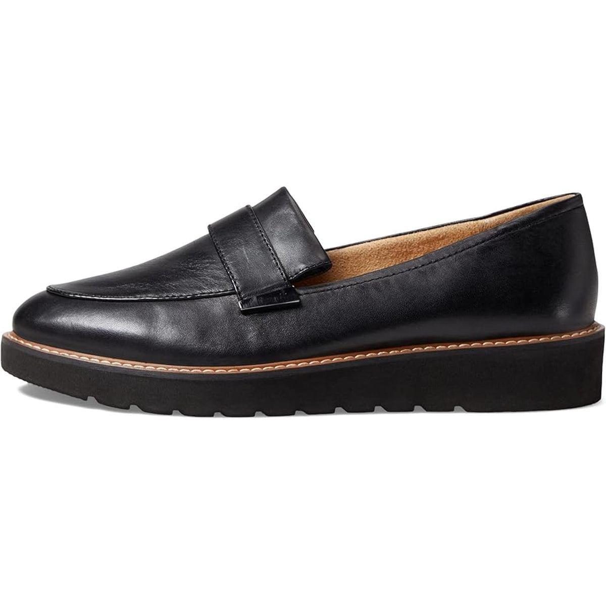 Naturalizer Womens Adiline Flat Loafers Size 8 NARROW Black Leather Slip On NIB