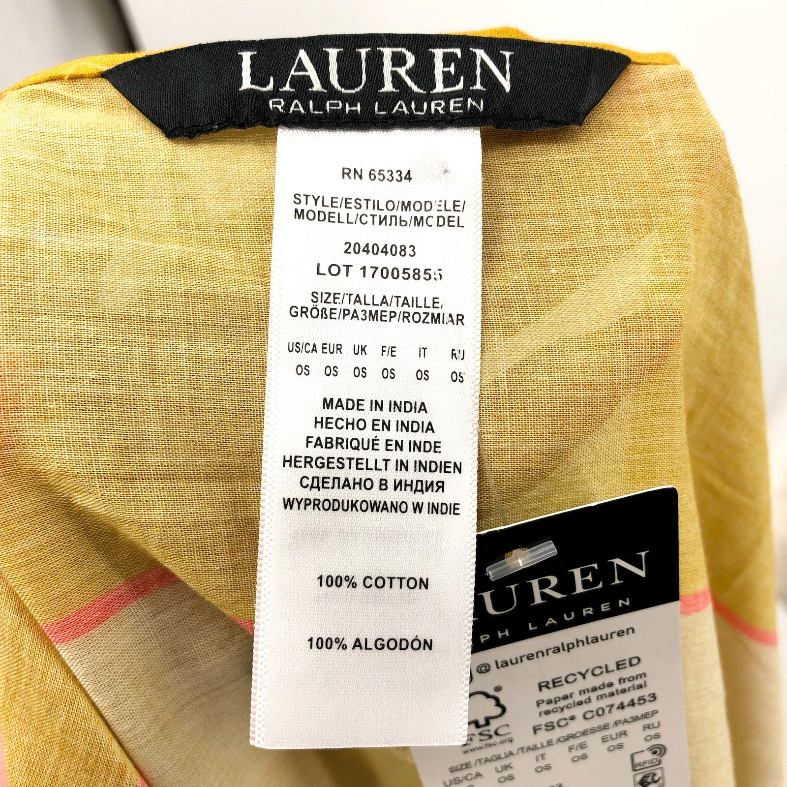 LAUREN RALPH LAUREN Island Tropical Pareo Wrap Skirt Cover Up OS Gold NWT