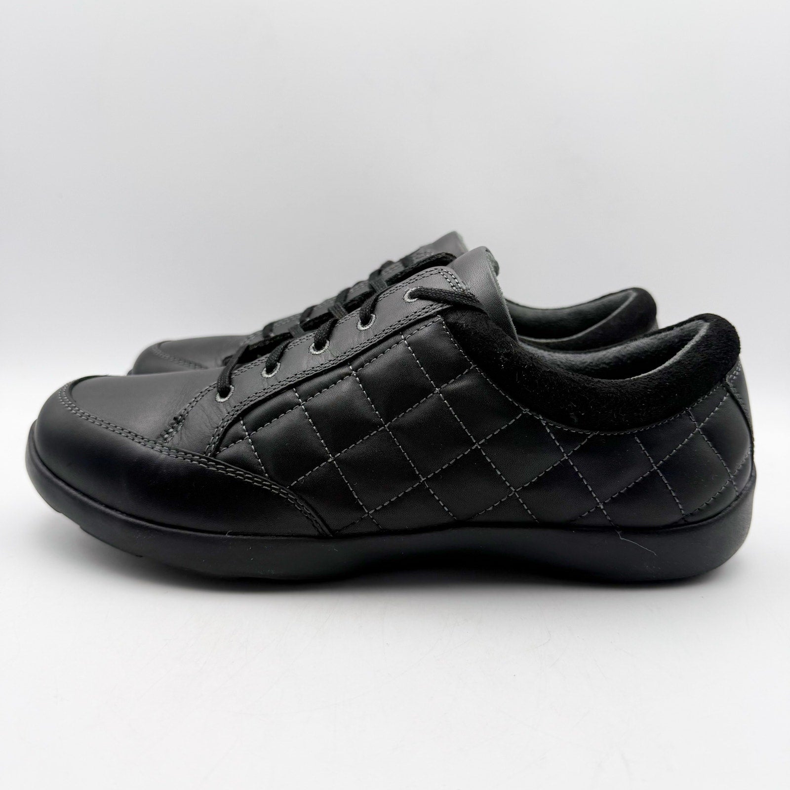 Anodyne Womens No. 75 Casual Sport Sneaker US 9.5 Wide EU 39.5 Black Leather