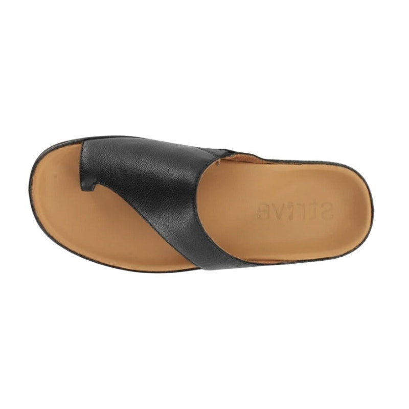 Strive Womens Capri II Thong Sandals US 6 EU 36 Black Leather NIB