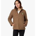 LAUREN RALPH LAUREN Womens Houndstooth Crest-Patch Puffer Coat Large Tan NWOT