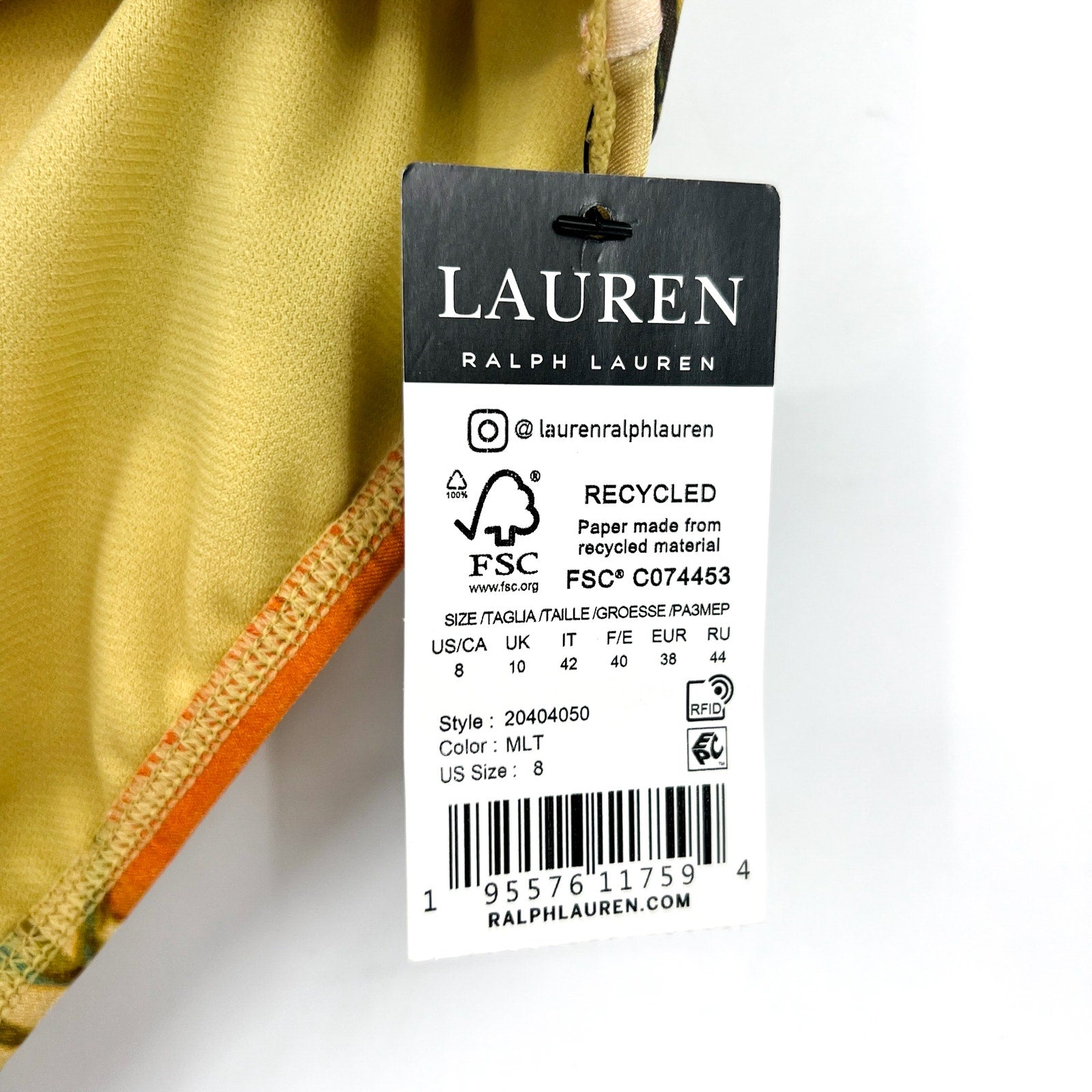LAUREN RALPH LAUREN Hipster Bikini Bottoms Size 8 Gold Island Tropical Print NWT