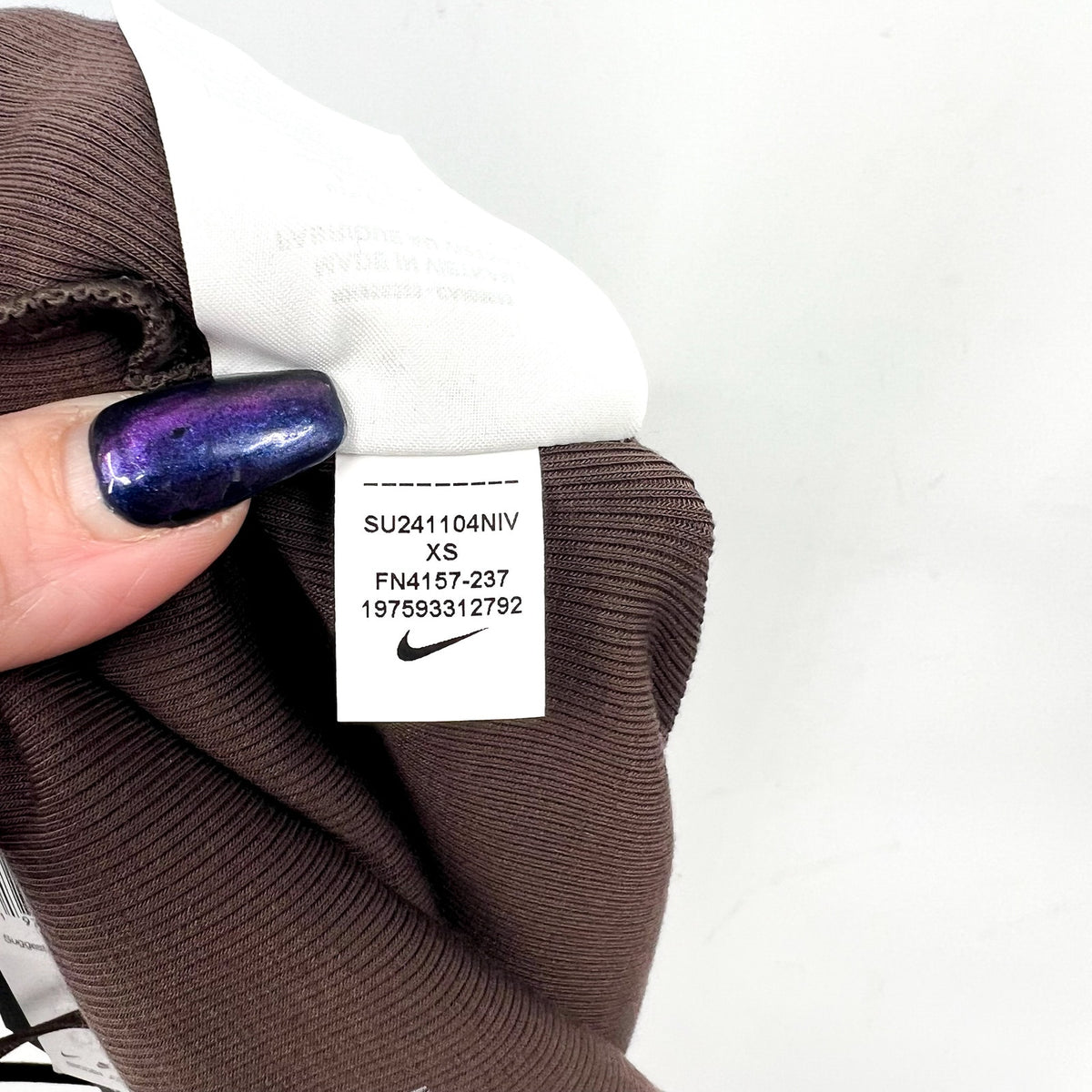NIKE Women's Sportswear Chill Knit Mini Cami Dress XS Brown Ribbed NWT