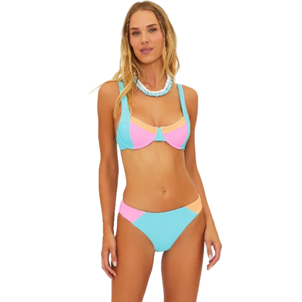 BEACH RIOT Women's Kimora Bikini Bottom Medium Blue Crush Colorblock NWT
