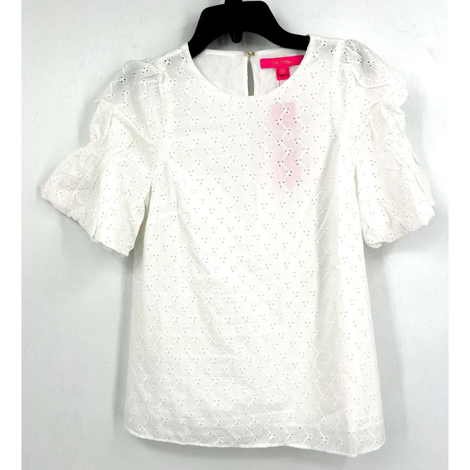 LILLY PULITZER Womens Lailah Eyelet Top XXS Resort White Ditsy Vine Eyelet NWT