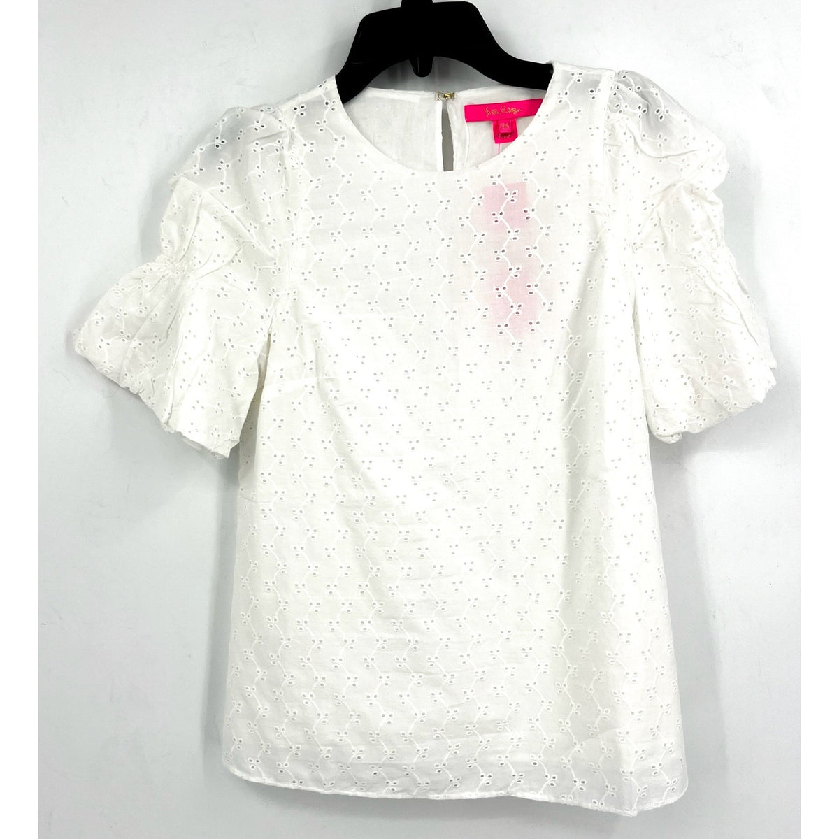 LILLY PULITZER Womens Lailah Eyelet Top XXS Resort White Ditsy Vine Eyelet NWT